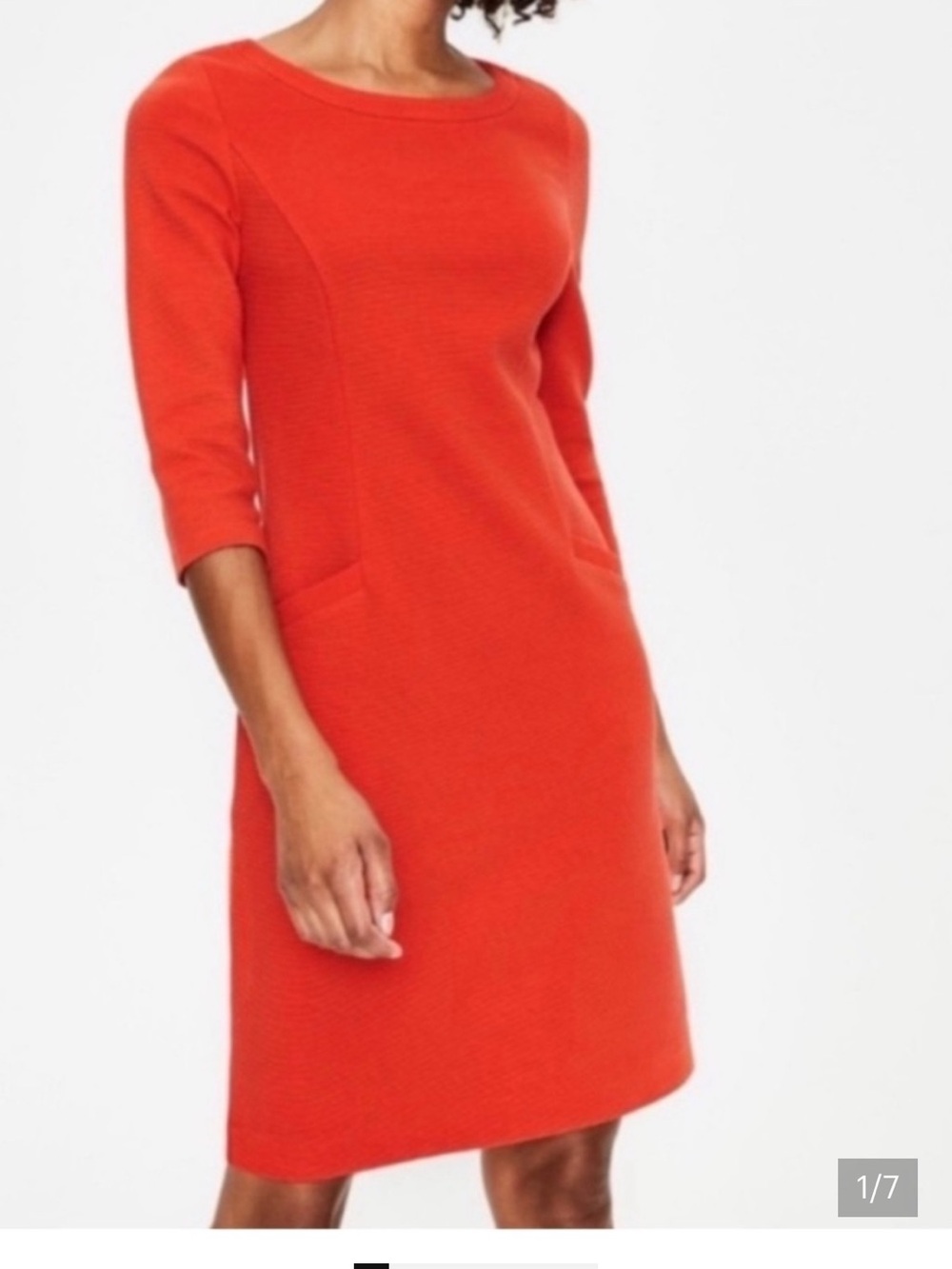 🆕 10 Boden Ellen Ottoman Vibrant Orange Three-Quarter Sleeve Shift Dress NWT - Picture 2 of 13